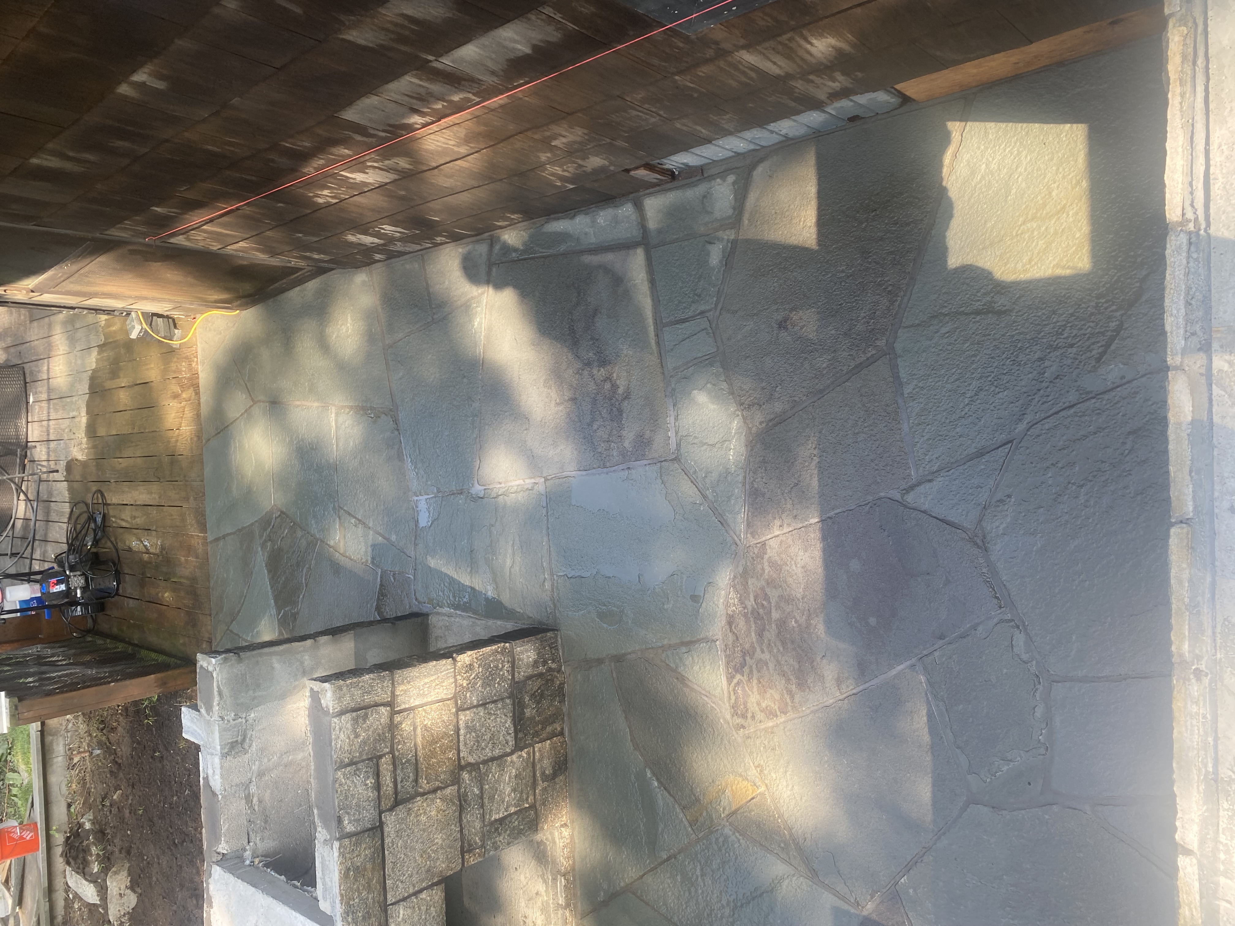 Custom walkway and stone step installation by V.E.W Contracting
